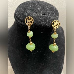 Green Jade I think screw back dangle earrings
